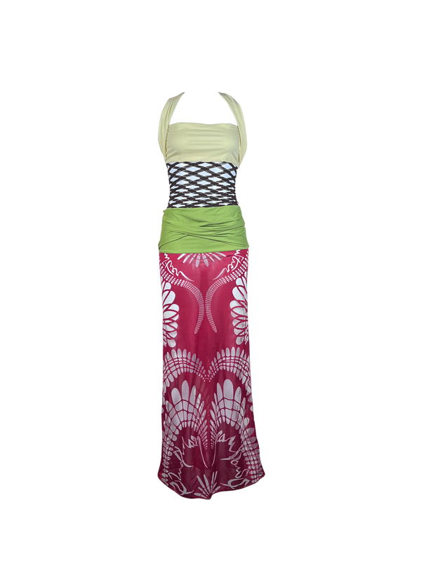 S/s 2001 Fishnet Butterfly Cutout Maxi Dress