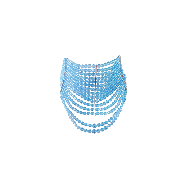 S/s 1999 Baby Blue Glass Bead Masai Choker and Bracelet Set