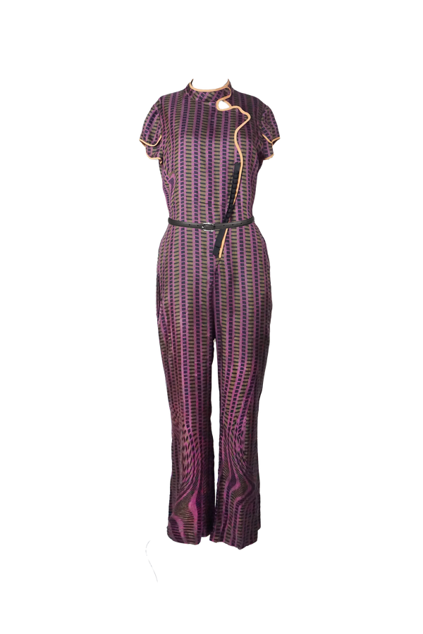 S/s 2008 Fairy Collection Purple Chinoise Style Geometric Jumpsuit