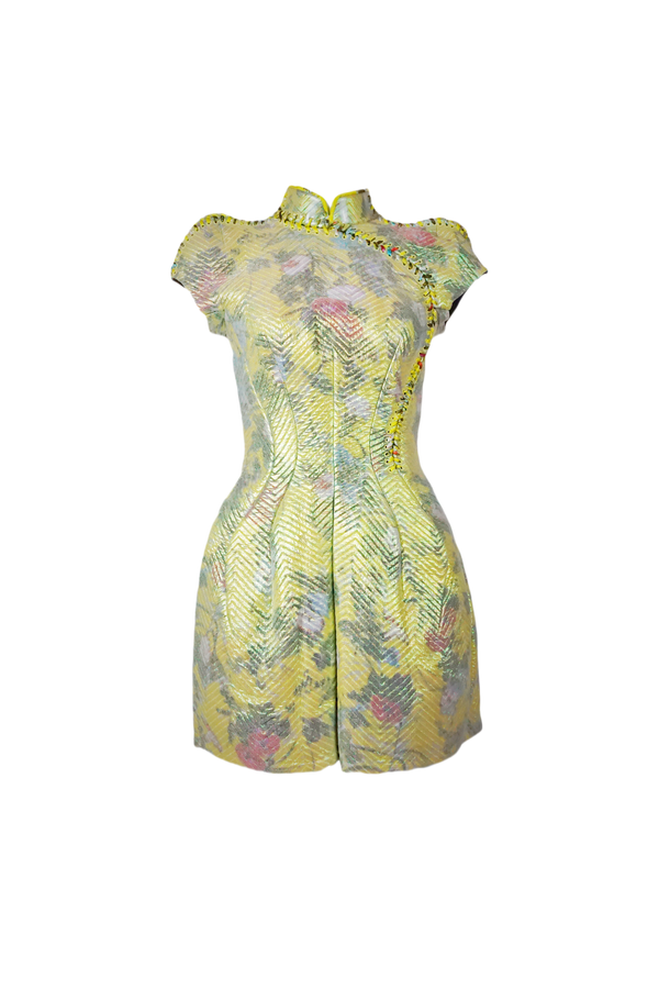 REQUEST ONLY S/s 2008 Gold Floral Brocade Cheongsam Mini Dress
