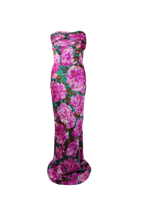 S/s 2008 Pink Floral Strapless Maxi Dress