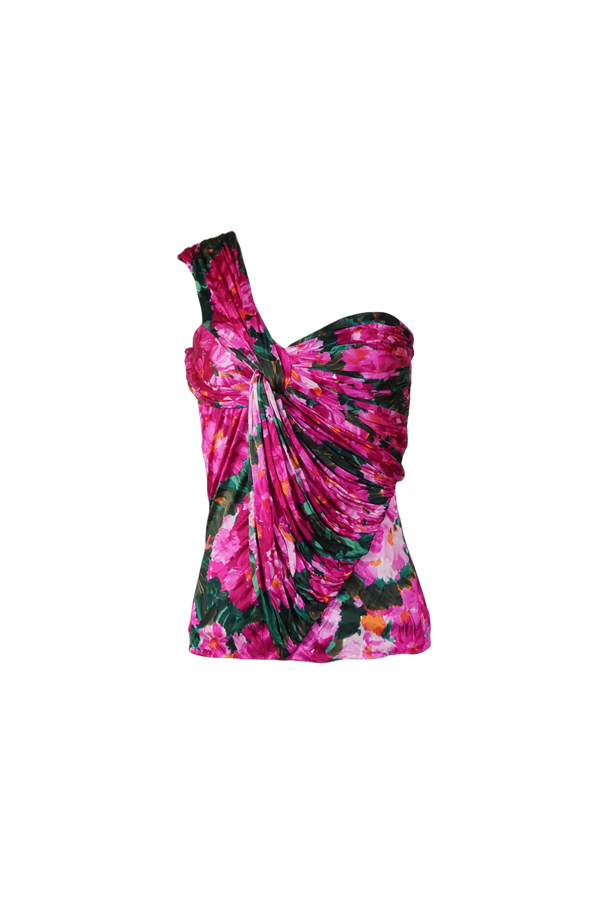 S/s 2008 Pink Floral One-Shoulder Top