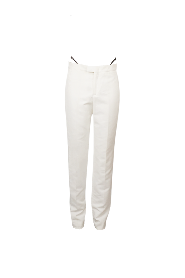 S/s 1998 White Metal G String Buckle Pants