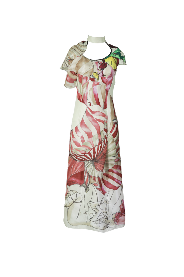 S/s 2008 Fairy Collection Floral Print Cutout Maxi Dress
