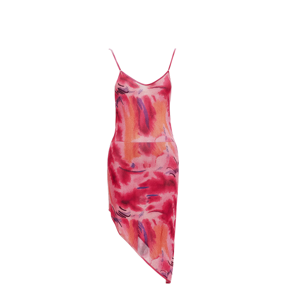 S/s 2001 Asymmetrical Hem Watercolor Slip Dress